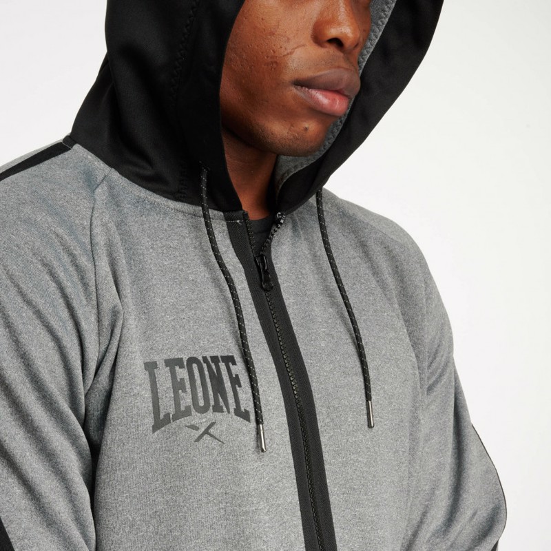 LEONE HOODED SWEATSHIRT MELANGE - GREY